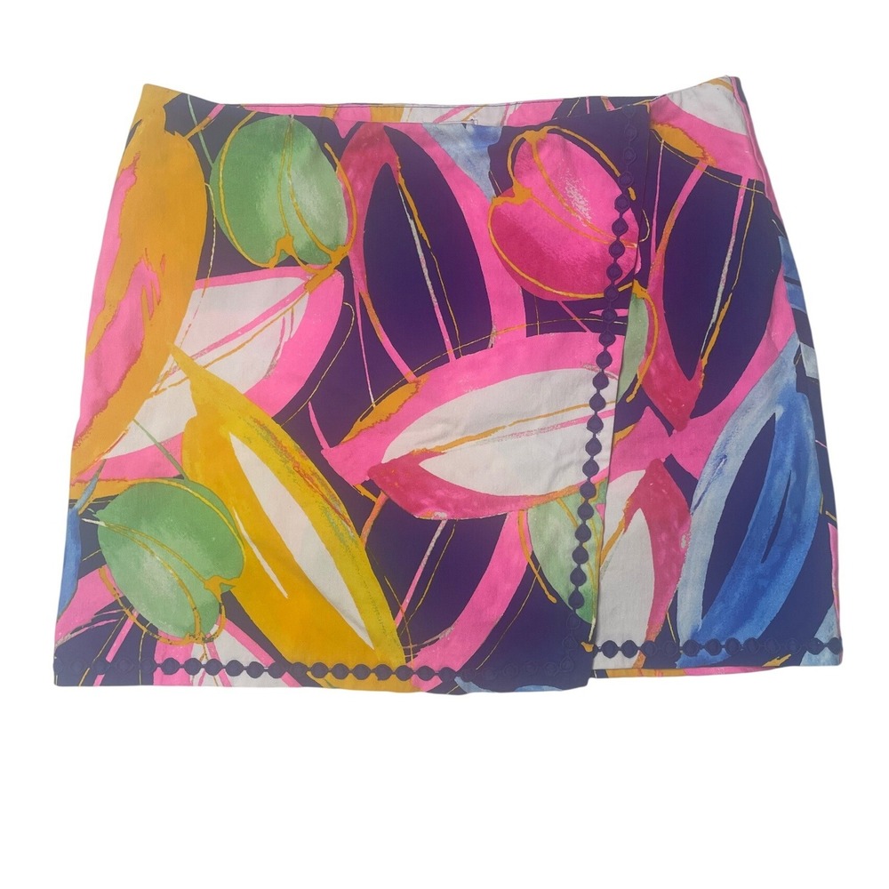 Crown & Ivy Tropical Feather Print Wrap Skort Women's 14